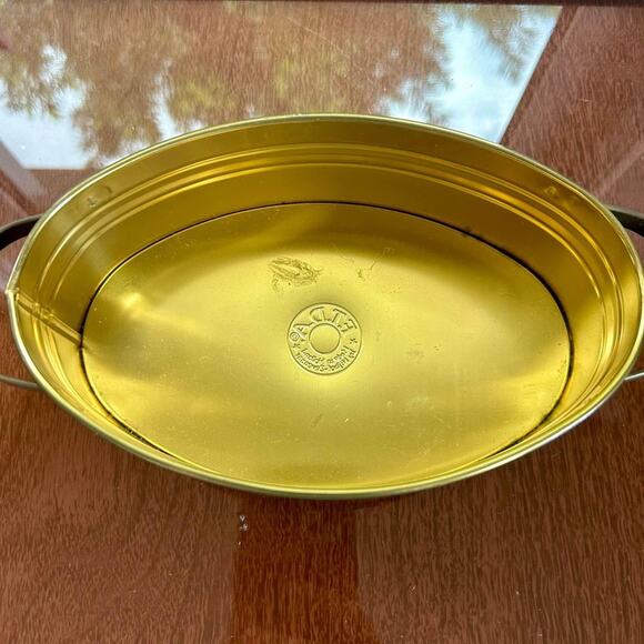 Vintage F.T.D.A. Brass Jardiniere Oval Planter Made in Holland - Picture 4 of 9